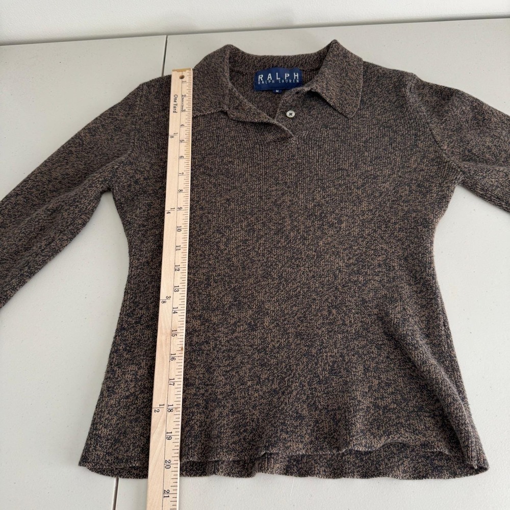 Vintage 90s Ralph Lauren Polo Sweater Sz M Cotton Brown Dark Academia Old Money - Picture 10 of 12
